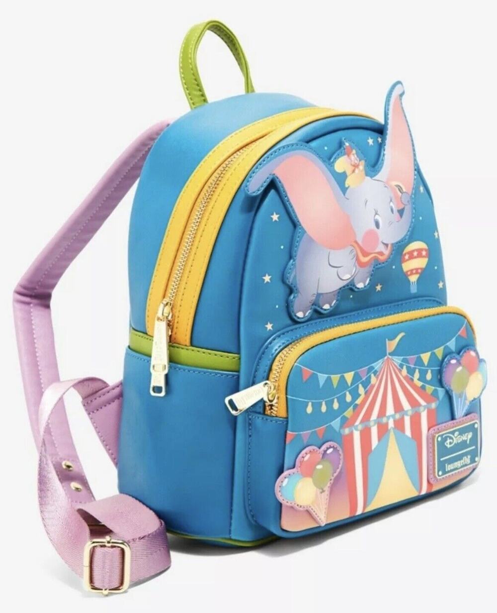 Loungefly Dumbo Mini Backpack BALLOONS Bright Pink & Turquoise Circus DISNEY